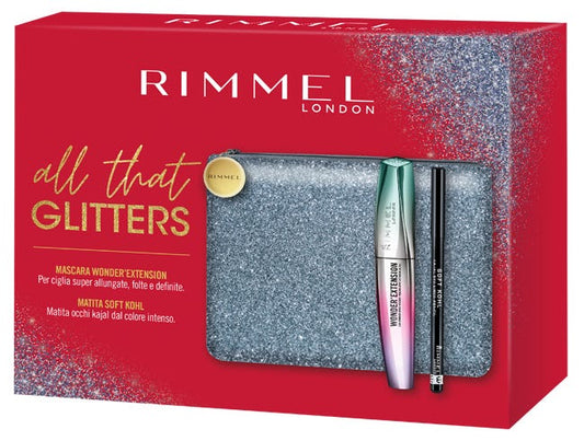 Kit All That Glitters Mascara 9,5ml + Matita Occhi Kajal 1,2g + Rossetto Matte 5,5ml + Pochette
