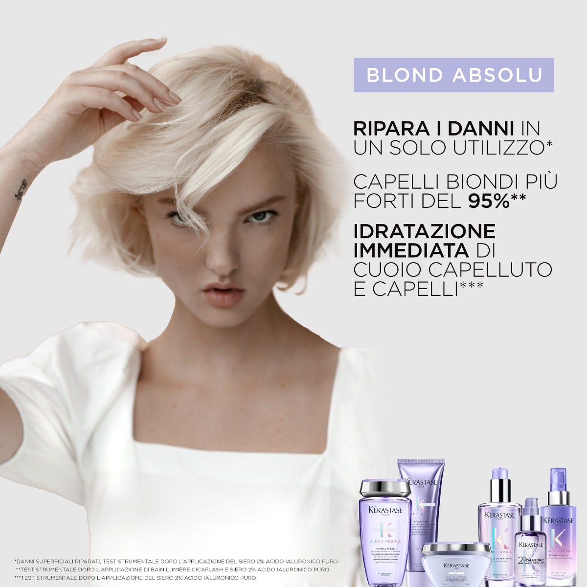 Kérastase Blond Absolu Siero 2% Acido Ialuronico Puro Per Cute e Capelli Biondi 50ml