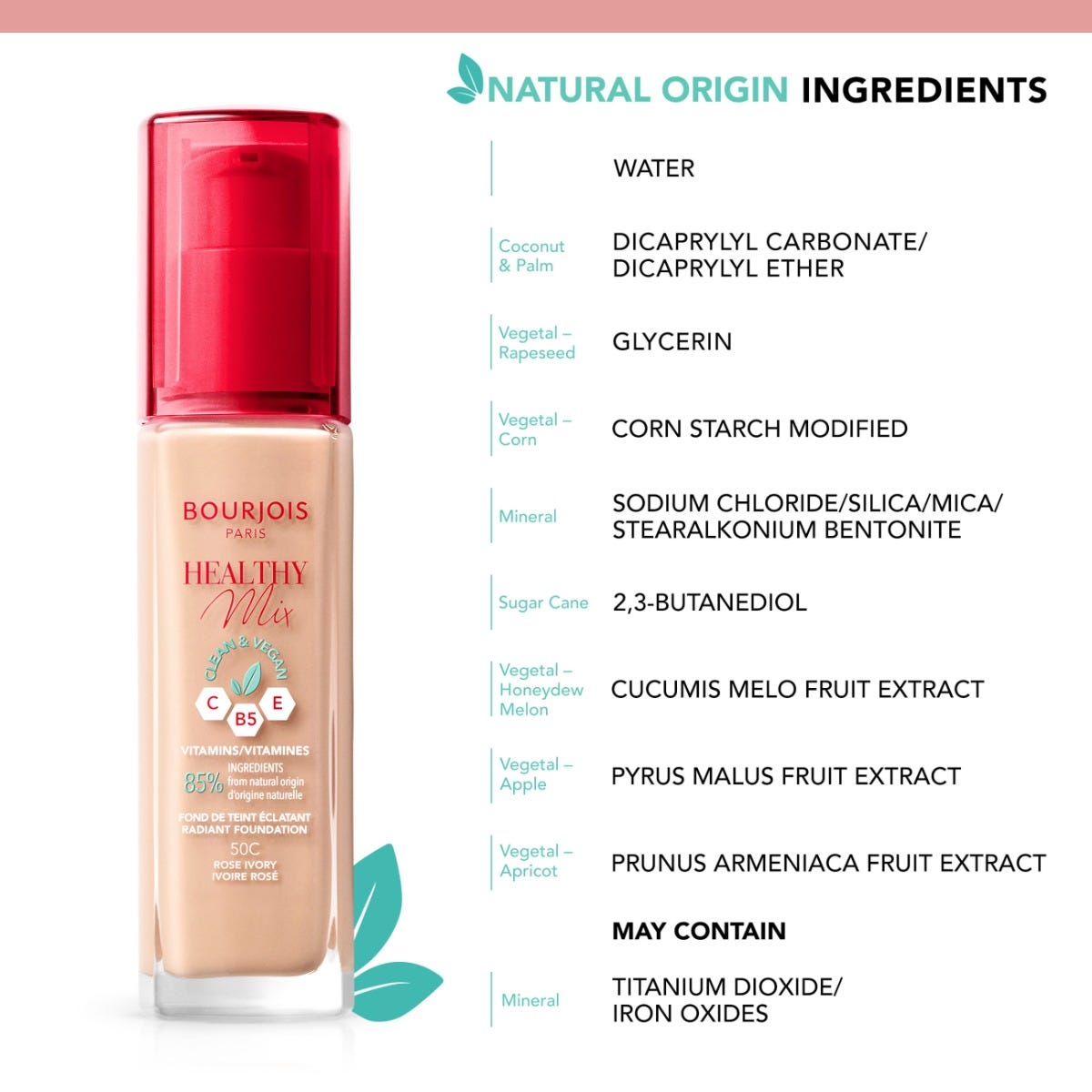 Bourjois Fondotinta Healthy Mix Clean, 55N Deep Beige, 30 ml