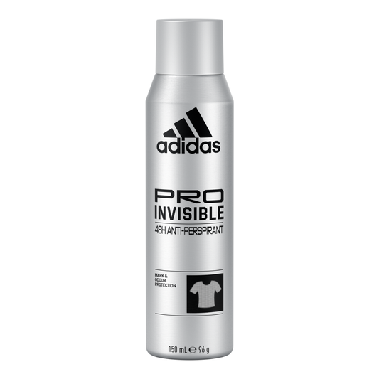 Adidas, Pro Invisible Deodorante Spray Anti-traspirante Uomo, 48 ore di Protezione, Formula Vegana e Senza Alcol, 150ml