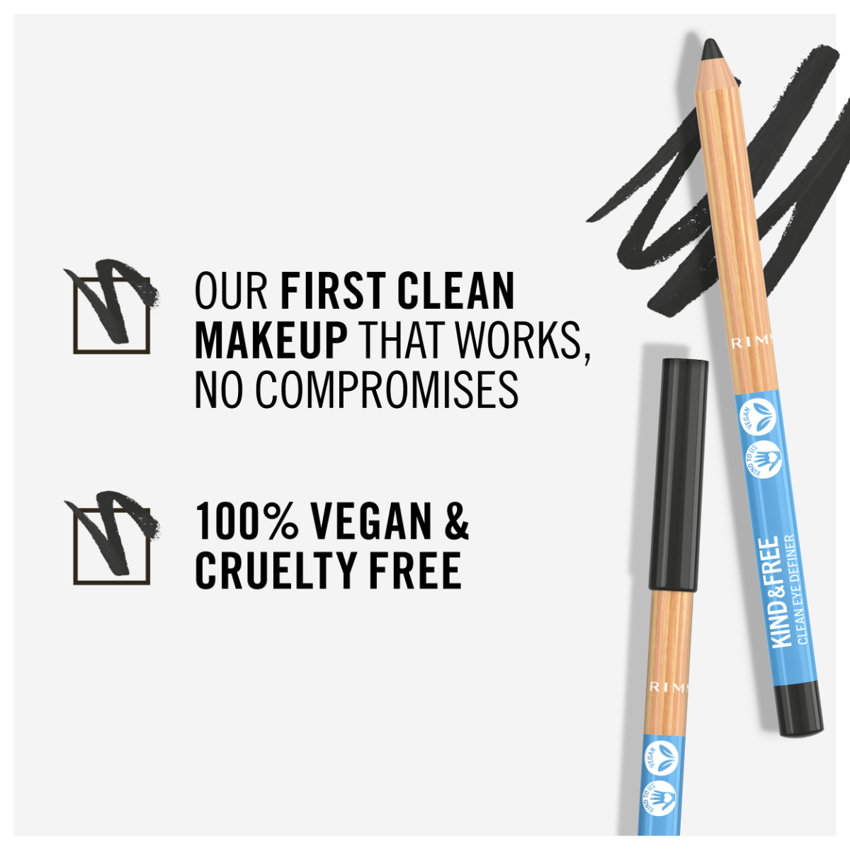 Rimmel London Kind & Free Clean Matita occhi, Texture Cremosa, Formula vegana