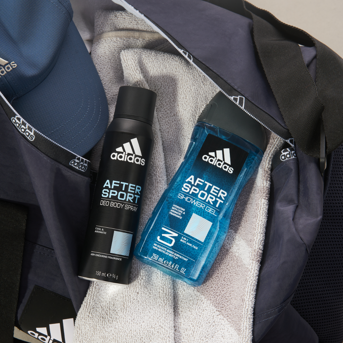 Adidas, After Sport Gel Doccia Bagnoschiuma 3 in 1 per Corpo, Capelli e Viso, Formula Vegana, 250ml