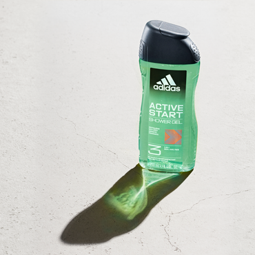 Adidas, Active Start Gel Doccia Bagnoschiuma 3 in 1 per Corpo, Capelli e Viso