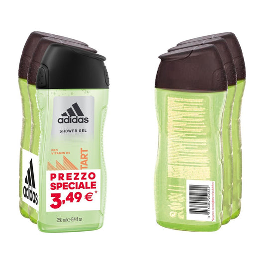 Adidas Active Start Gel Doccia Uomo, Bagnoschiuma 3 in 1 per Corpo, Capelli e Viso, Rivitalizzante, Con Pro Vitamina B5