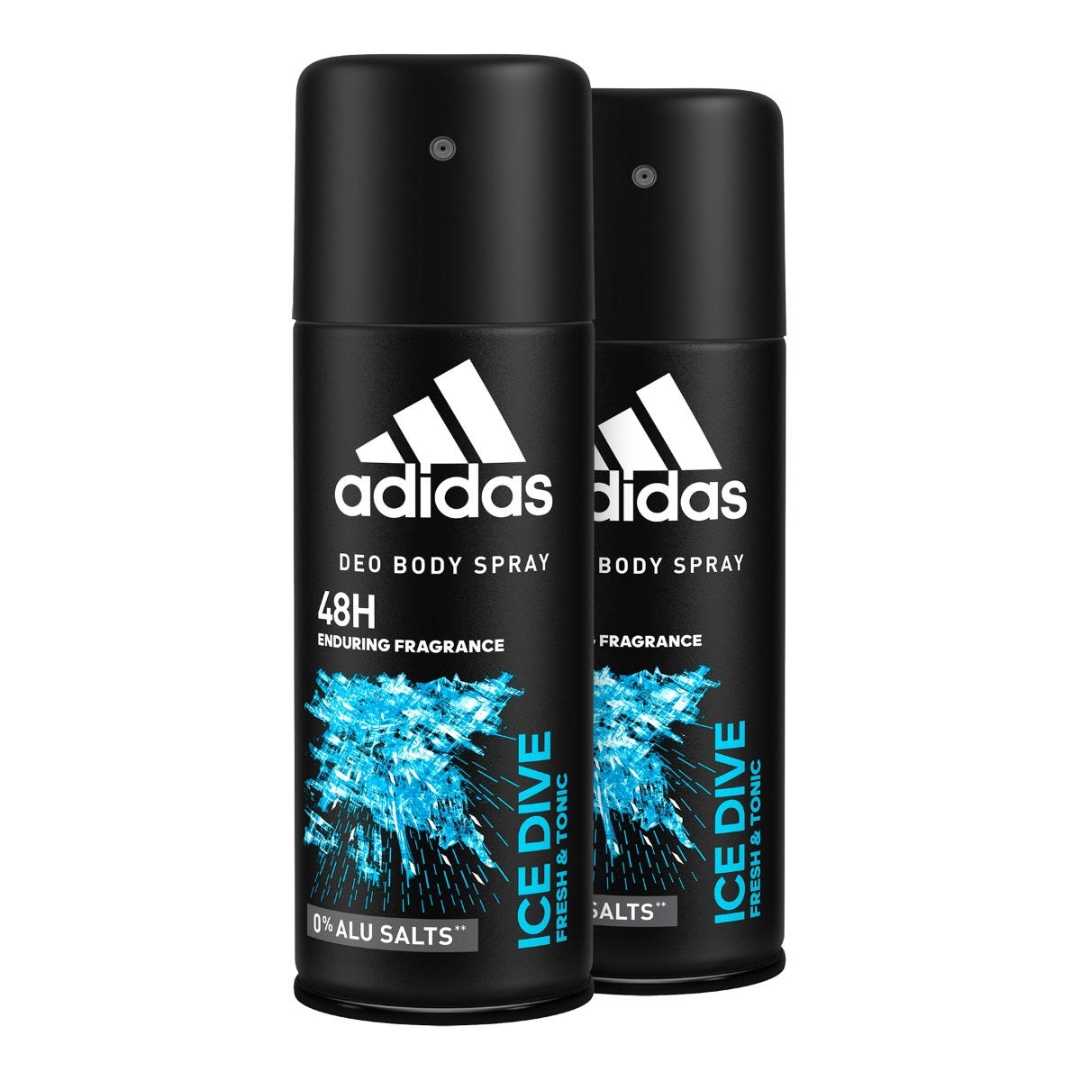 Adidas Ice Dive Deo Body Spray, Deodorante Uomo, Freschezza Intensa fino a 48 Ore, Antitraspirante, Senza Alcool e Sali di Alluminio, 2 Flaconi da 150 ml