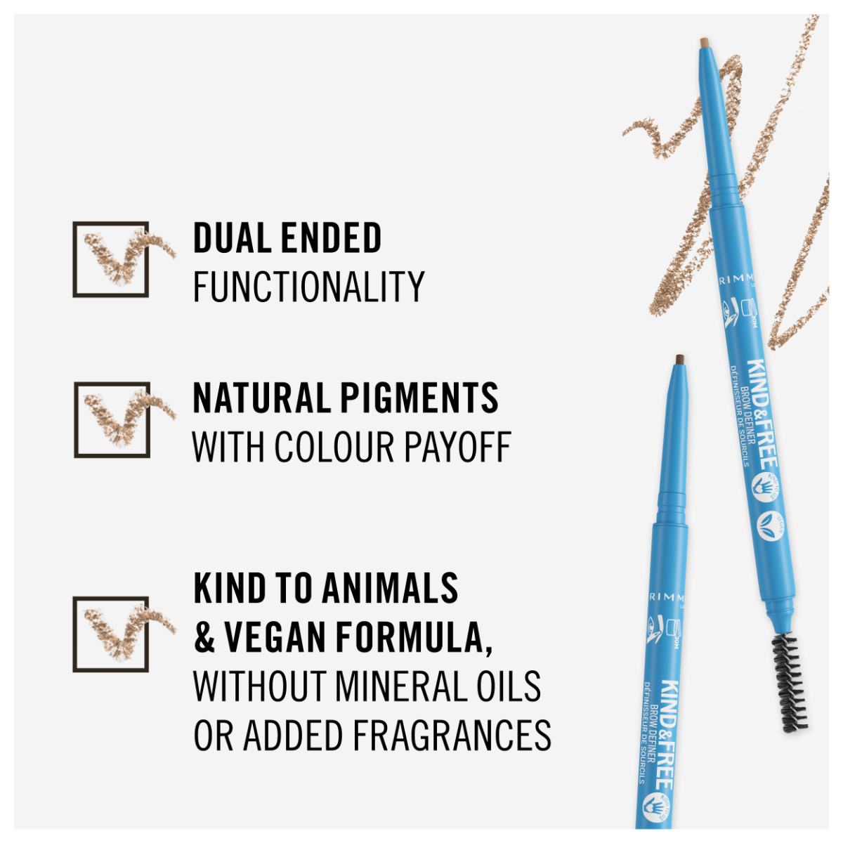 Rimmel London Kind & Free Matita Sopracciglia Brow Definer, Formula vegana
