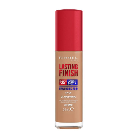 Rimmel London, Lasting Finish 35H, 300 Sand, fondotinta, lunga tenuta, idratante, formula vegana, alta coprenza, 30ml