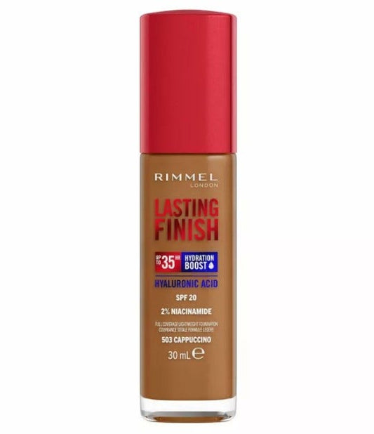 Rimmel London, Lasting Finish 35H, 503 Cappuccino, fondotinta, lunga tenuta, idratante, formula vegana, alta coprenza, 30ml