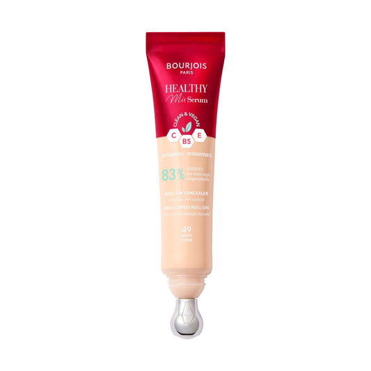 Bourjois Healthy Mix 2-in-1 Correttore in siero, Leviga nel tempo rughe e segni d’espressione, Rinfresca la zona del contorno occhi, con Caffeina, Vitamine C, E e B5, Vegano, Applicatore rinfrescante, Ivory, 11 ml