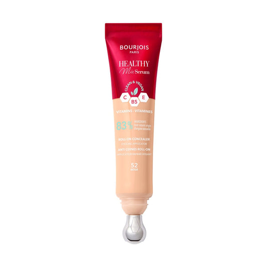 Bourjois Healthy Mix 2-in-1 Correttore in siero, Leviga nel tempo rughe e segni d’espressione, Rinfresca la zona del contorno occhi, con Caffeina, Vitamine C, E e B5, Vegano, Applicatore rinfrescante, Beige, 11 ml