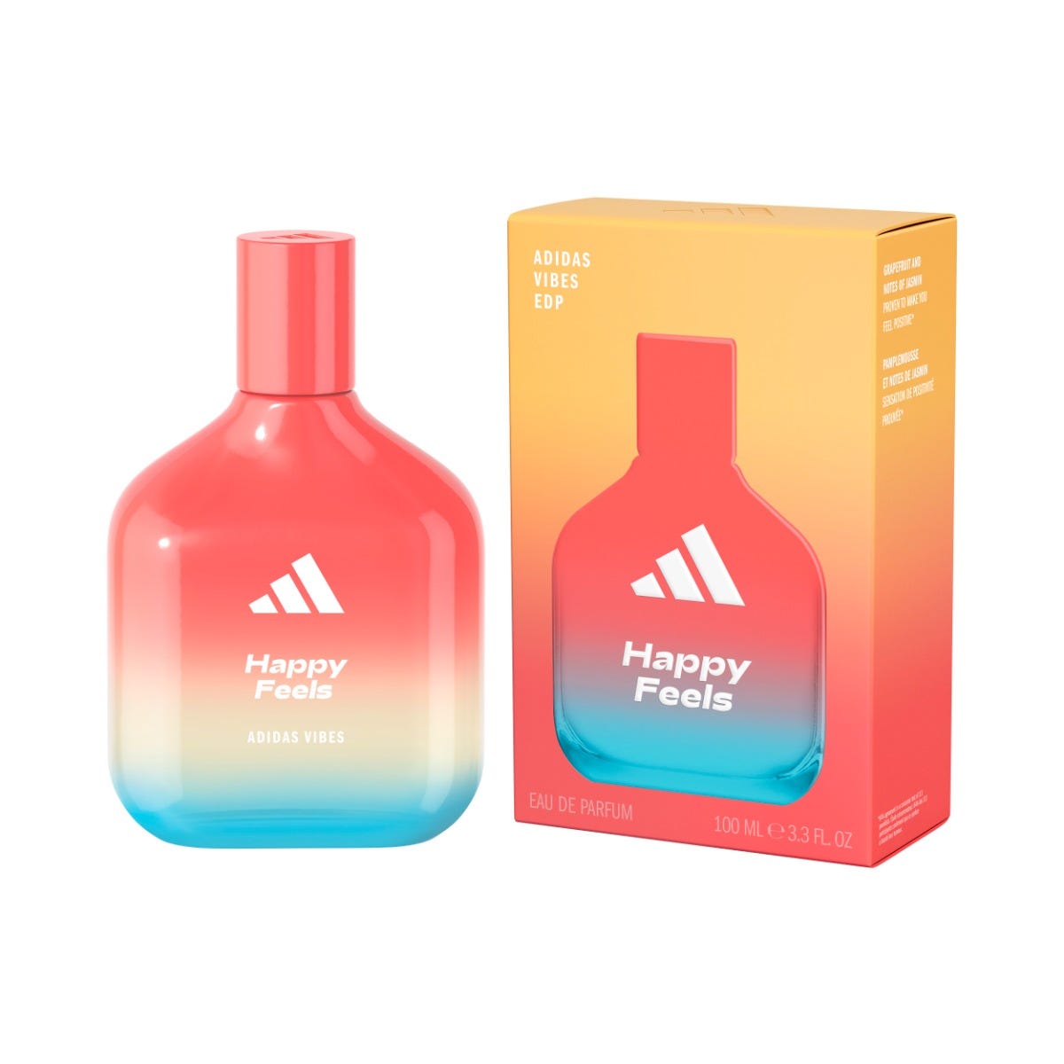 Adidas Vibes Happy Feels Eau de Parfum, Per tutti, Vivace ed esaltante, Profumo a lunga durata, Pompelmo e Gelsomino 100 ml
