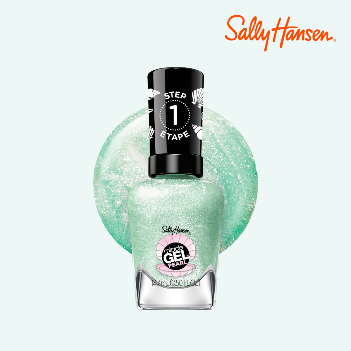 Sally Hansen Miracle Gel, Modern Pearl, Under the Sea, Smalto Unghie, Non si scheggia, Lunga tenuta, Colori brillanti, Semplice da Usare, Non Richiede Lampada UV, 0.5oz