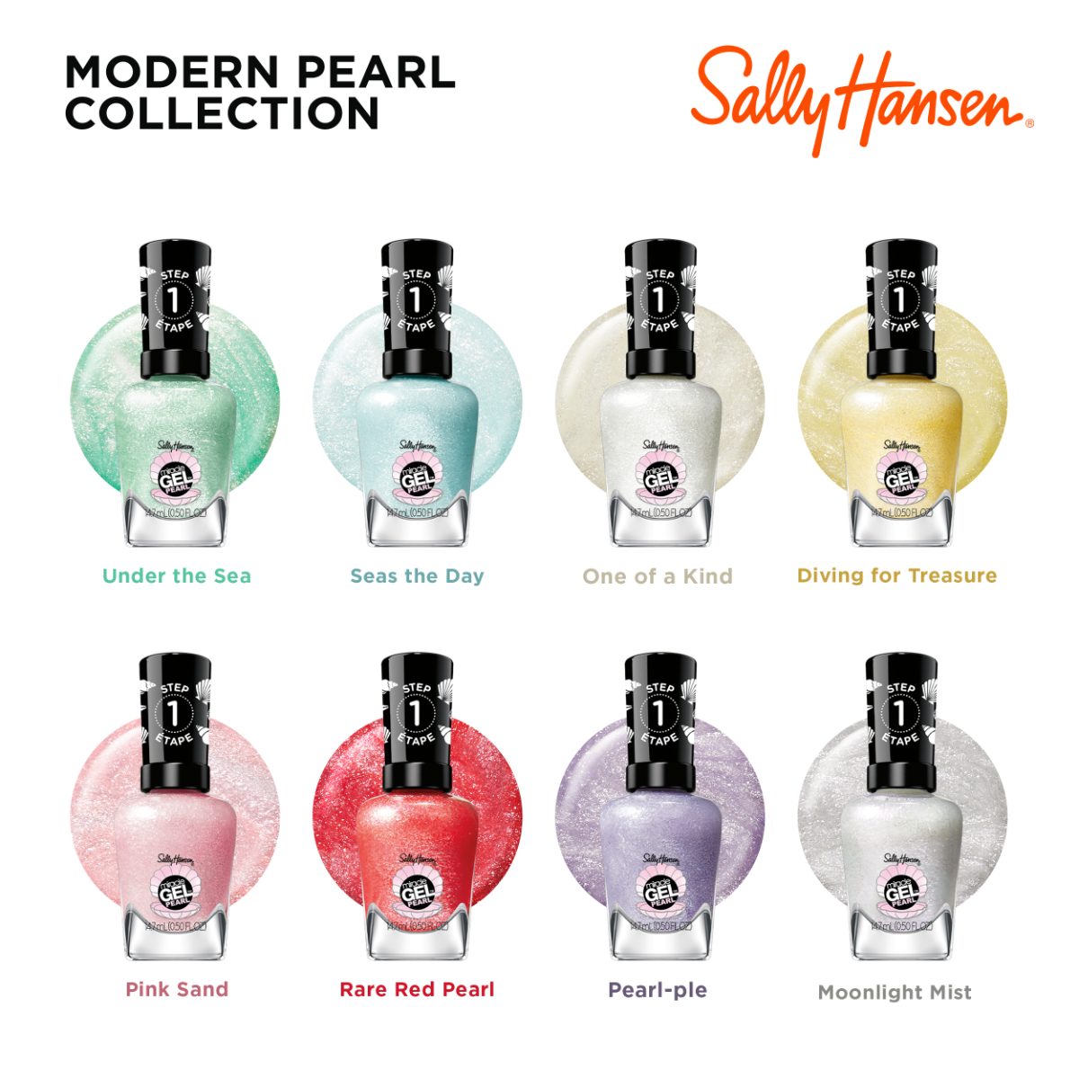 Sally Hansen Miracle Gel, Modern Pearl,One of a Kind, Smalto Unghie, Non si scheggia, Lunga tenuta, Colori brillanti, Semplice da Usare, Non Richiede Lampada UV, 0.5oz