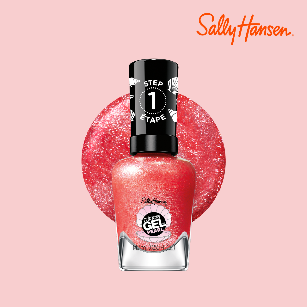 Sally Hansen Miracle Gel, Modern Pearl, Rare Red Pearl,Smalto Unghie, Non si scheggia, Lunga tenuta, Colori brillanti, Semplice da Usare, Non Richiede Lampada UV, 0.5oz