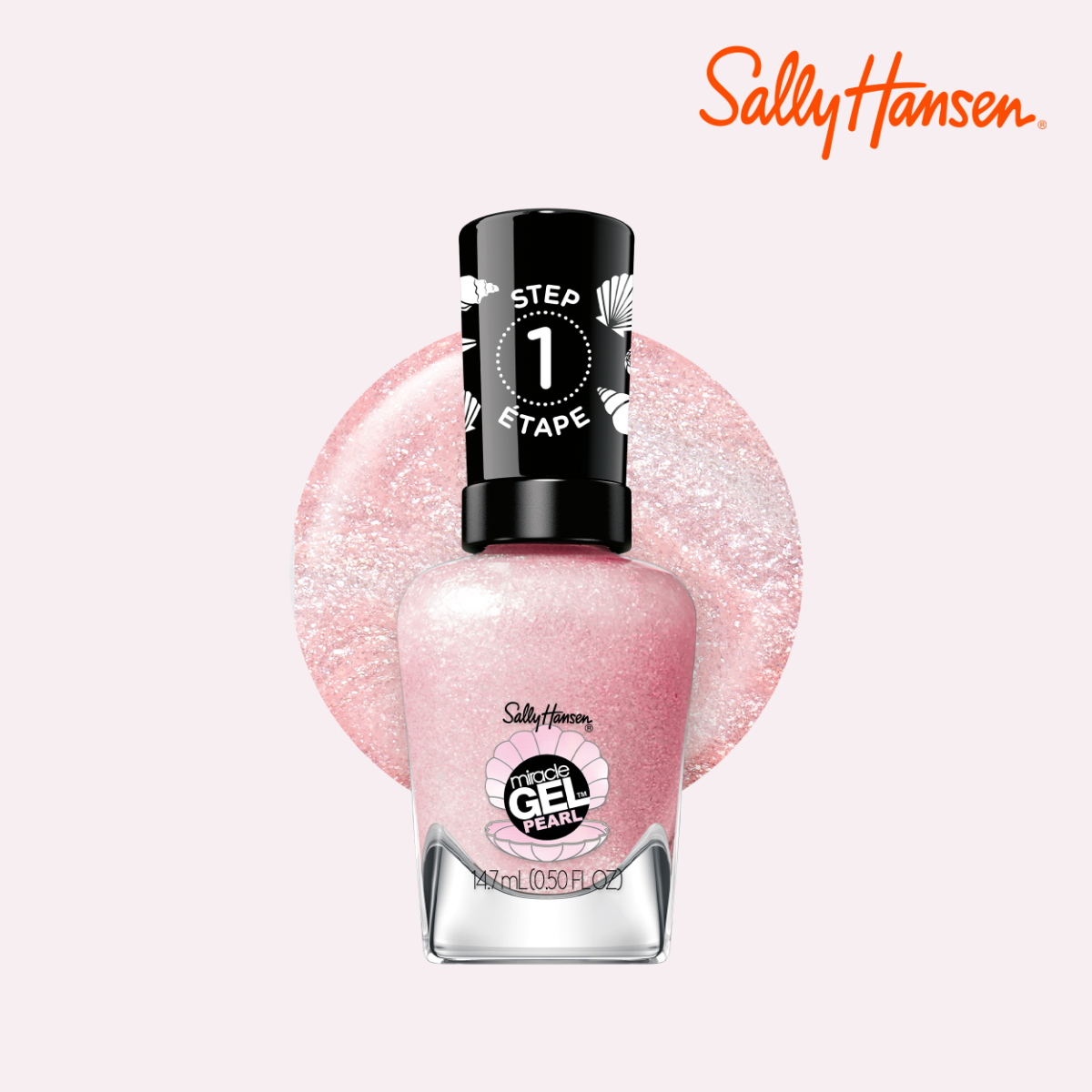 Sally Hansen Miracle Gel, Modern Pearl,Pink Sand, Smalto Unghie, Non si scheggia, Lunga tenuta, Colori brillanti, Semplice da Usare, Non Richiede Lampada UV, 0.5oz