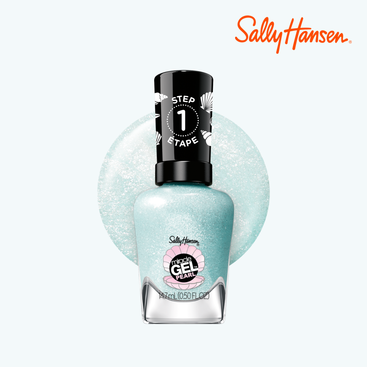 Sally Hansen Miracle Gel, Modern Pearl, Seas the Day, Smalto Unghie, Non si scheggia, Lunga tenuta, Colori brillanti, Semplice da Usare, Non Richiede Lampada UV, 0.5oz