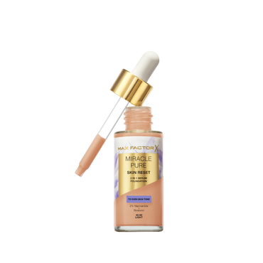 Max Factor Miracle Pure 2in1 Skin Reset Serum Foundation, 40-60, Light, formula vegan, uniforma l’incarnato, copertura media, finish matte satinato, Formula con Niacinamide e Bisabololo, 30 ml