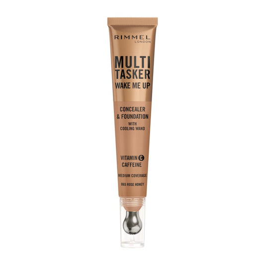 Rimmel Multi-Tasker Wake Me Up, 25 Rose Ivory, Correttore & Fondotinta, Illumina, Corregge, Copertura modulabile, Finish Radioso, Formula Vegana, 20ml