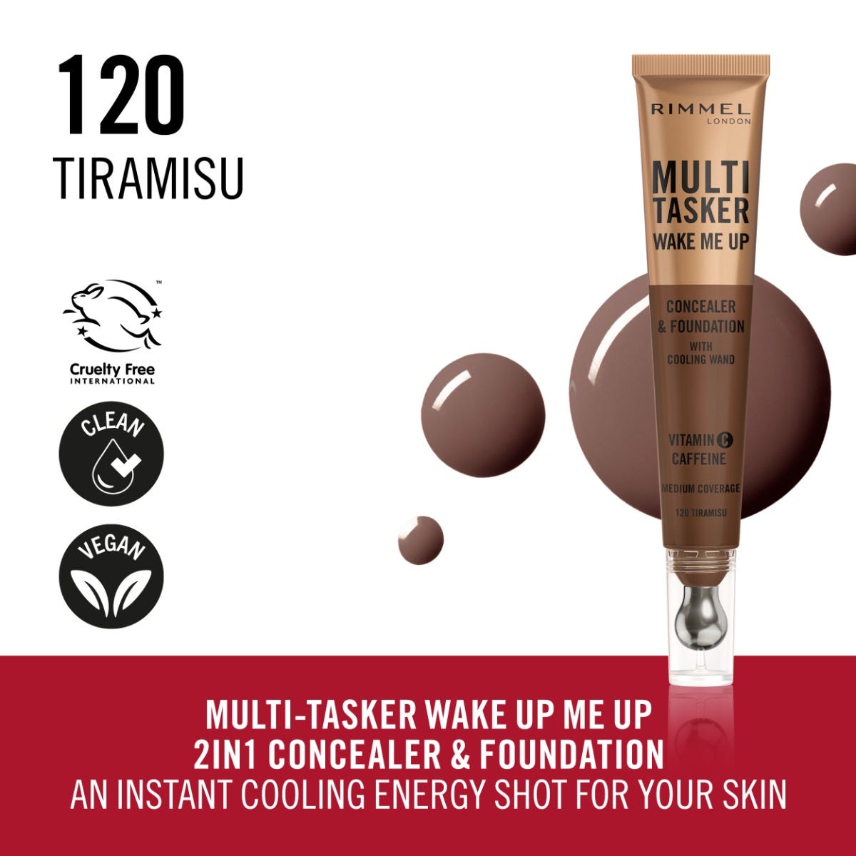 Rimmel Multi-Tasker Wake Me Up, 25 Rose Ivory, Correttore & Fondotinta, Illumina, Corregge, Copertura modulabile, Finish Radioso, Formula Vegana, 20ml