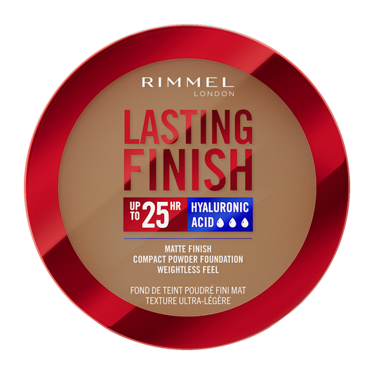 Rimmel Lasting Finish, 13 Toffee, Fondotinta Compatto, Finish Soft-Focus, Finish opaco, Coprenza totale, SPF20, Formula vegana, 7 g