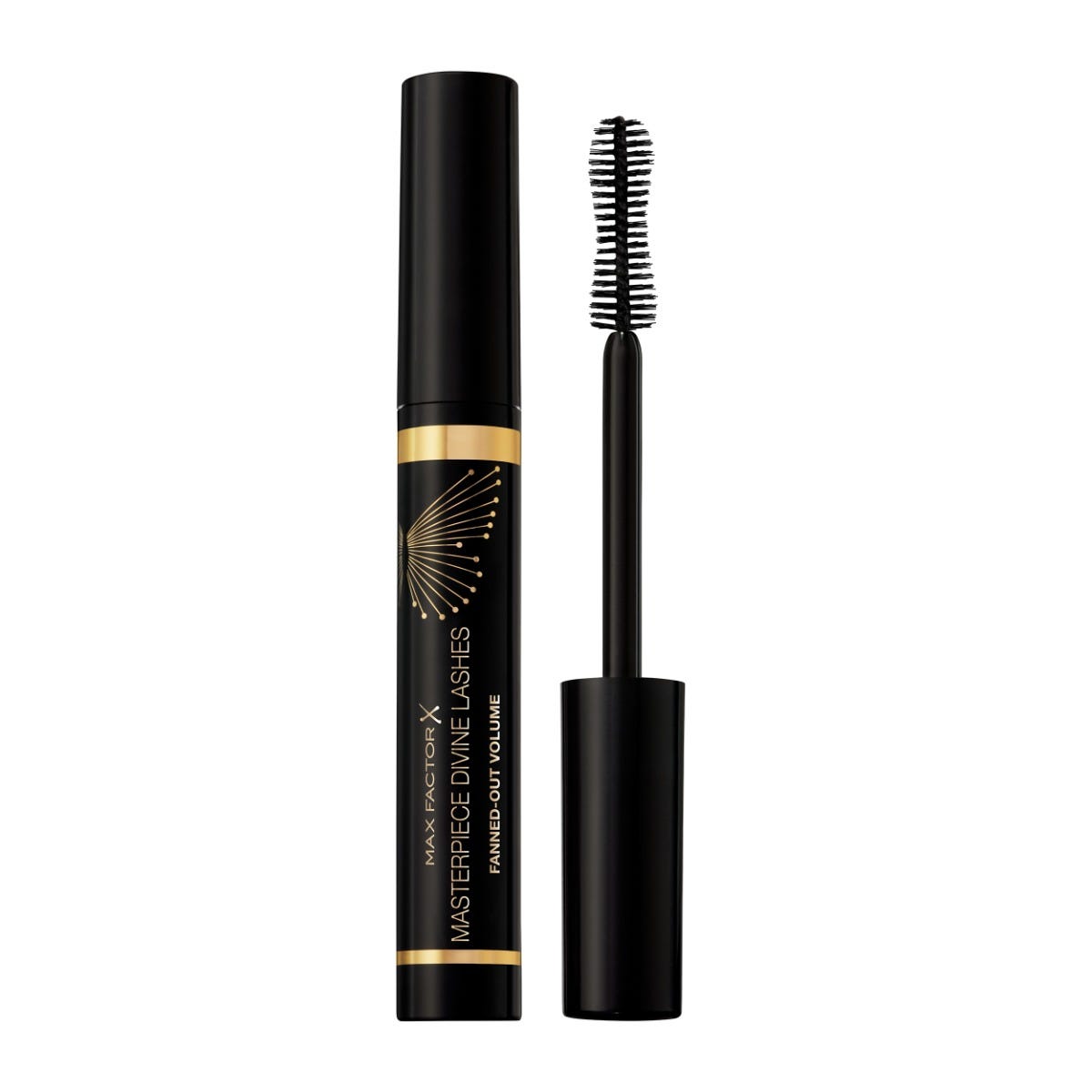 Max Factor Masterpiece Divine Lashes Mascara volumizzante, Rich Black, Texture con pigmenti naturali, Volume senza grumi, Effetto ciglia a ventaglio, Volume che dura tutto il giorno, 8 ml