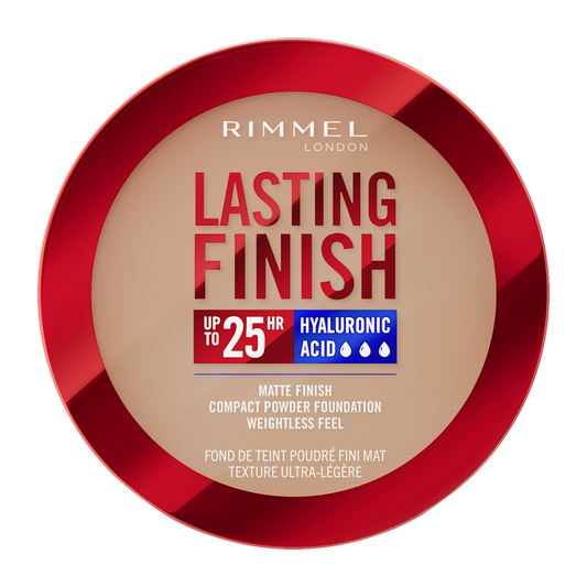 Rimmel Lasting Finish, 007 Golden Beige, Fondotinta Compatto, Finish Soft-Focus, Finish opaco, Coprenza totale, SPF20, Formula vegana, 7 g