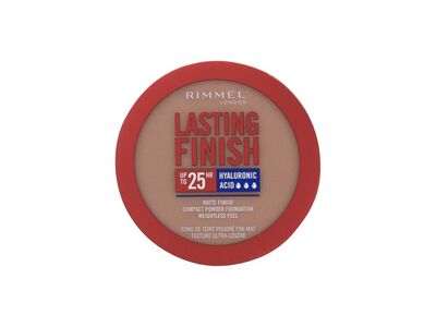Rimmel Lasting Finish, 11 Caramel, Fondotinta Compatto, Finish Soft-Focus, Finish opaco, Coprenza totale, SPF20, Formula vegana, 7 g