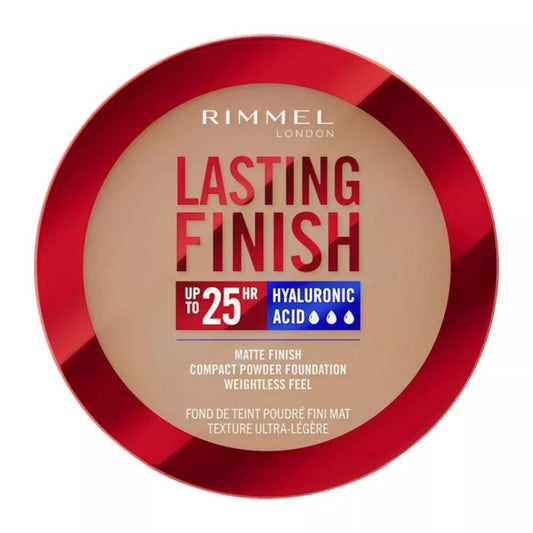 Rimmel Lasting Finish, 010 Latte, Fondotinta Compatto, Finish Soft-Focus, Finish opaco, Coprenza totale, SPF20, Formula vegana, 7 g