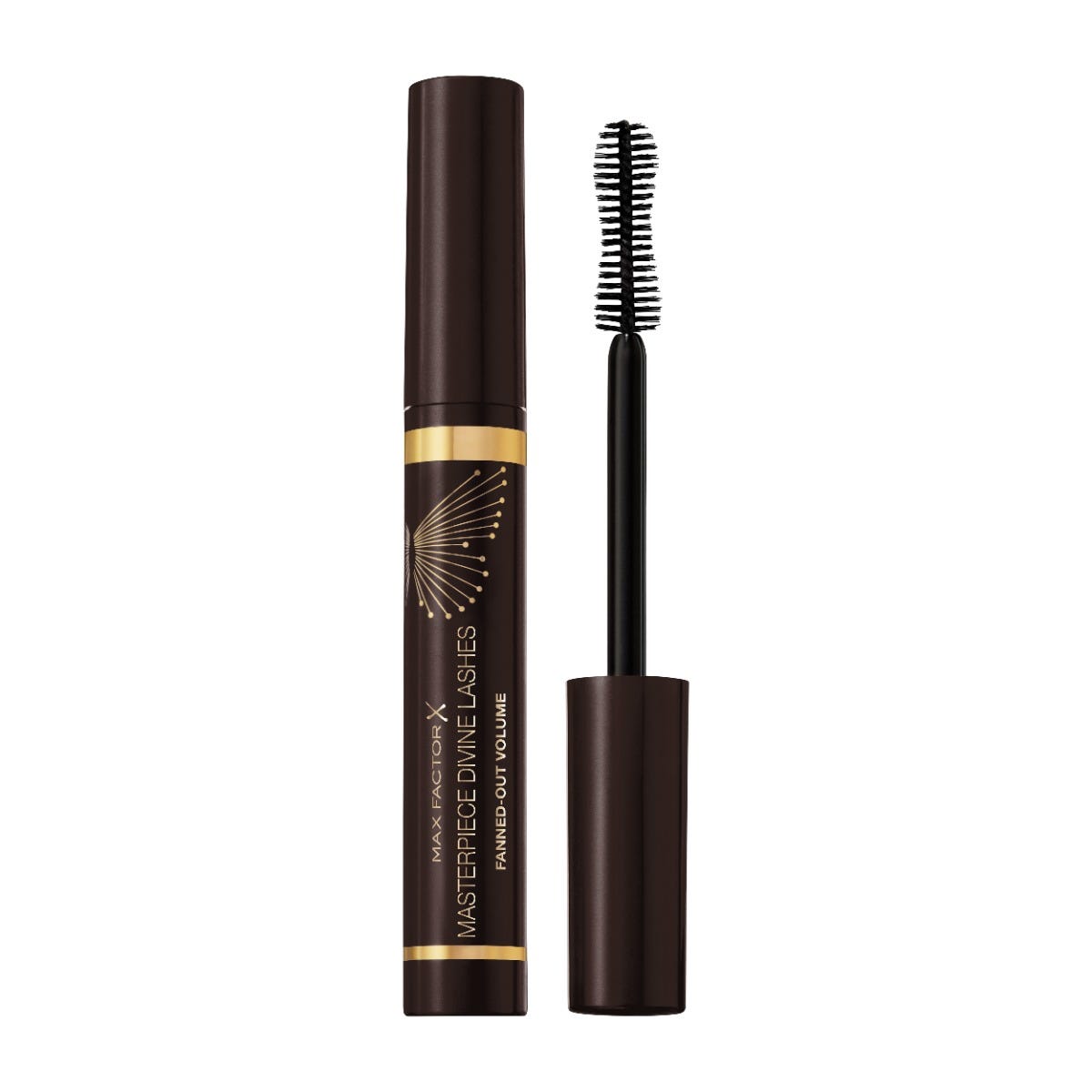 Max Factor Masterpiece Divine Lashes Mascara volumizzante, Black Brown, Texture con pigmenti naturali, Volume senza grumi, Effetto ciglia a ventaglio, Volume che dura tutto il giorno, 8 ml