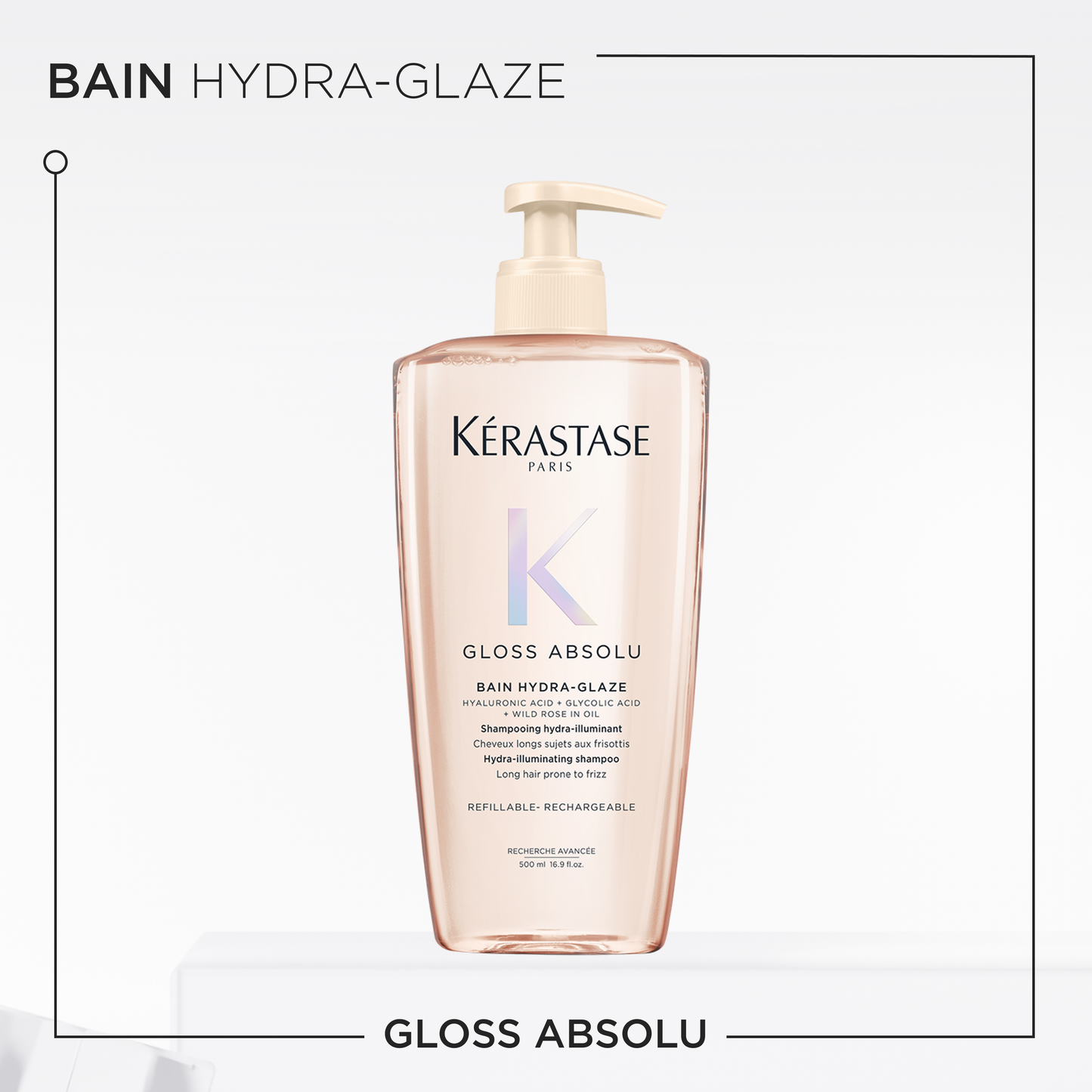 Kérastase Gloss Absolu Bain Ricaricabile Hydra-glaze per capelli tendenti al crespo 500ml