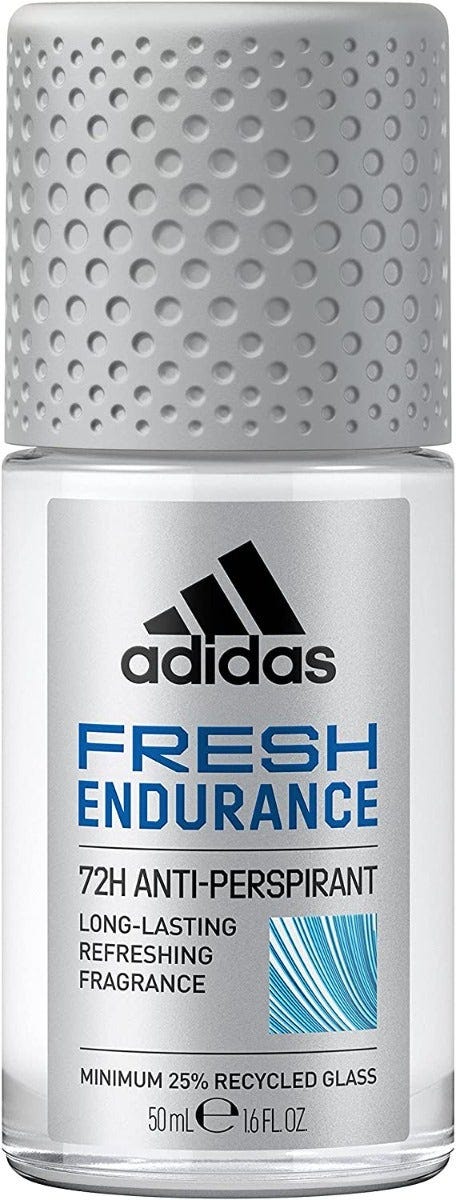 Adidas, Fresh Endurance Deodorante Roll-on Anti-traspirante Uomo, 72 Ore di Protezione, Formula Vegana e Senza Alcol, 50ml