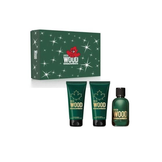 Set Dsquared2geen Wood Uomo EDT 100ml + Balsamo Dopobarba 100ml + Gel Doccia 100ml