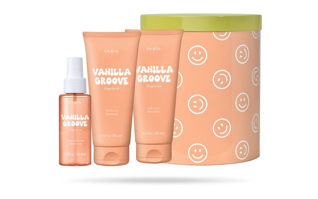 Pupa Happy Box Kit Vanilla Groove Gel Doccia 200ml + Latte Corpo 200ml + Acqua Profumata 100ml