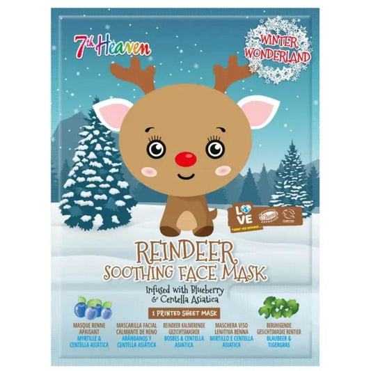 7th Heaven Maschera Viso Tessuto Stampa Renna Adulti/Bambini 8 Anni+