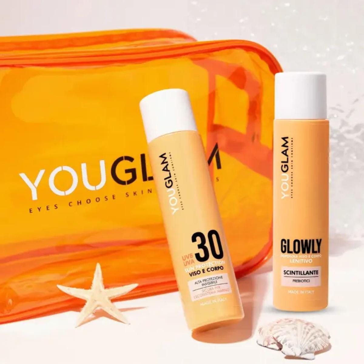Youglam Kit Solare Sun Protection 30 Viso/Corpo 100ml + Doposole Glowly 100ml + Beauty Case