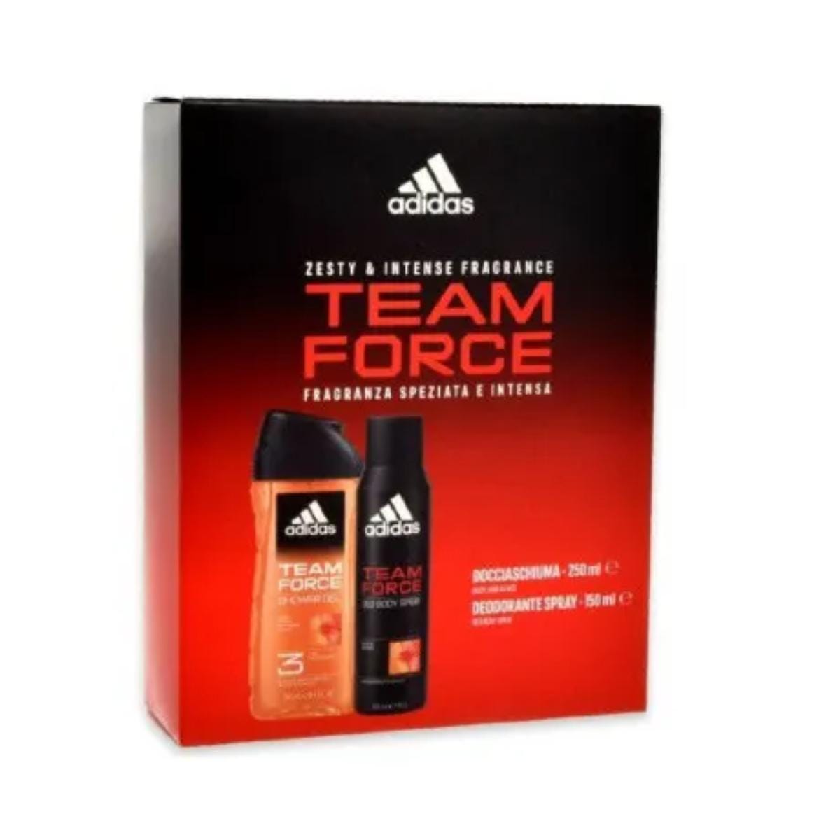 Adidas Cofanetto Team Force Docciaschiuma 250ml + Deo Spray 150ml
