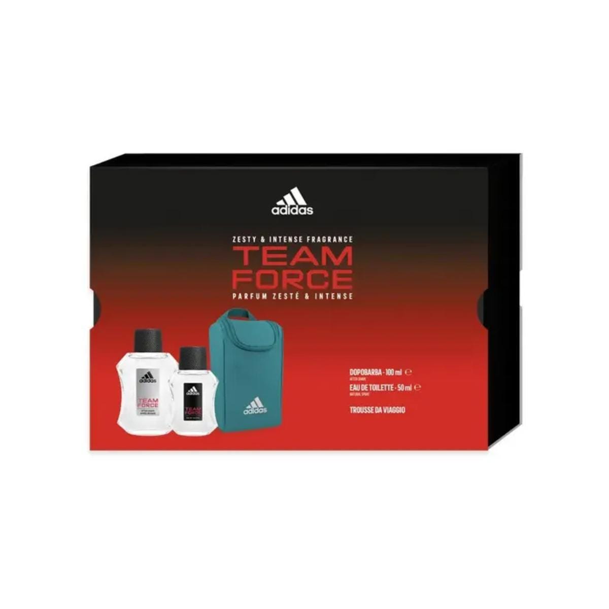 Adidas Cofanetto Team Force Edt 50ml + Dopobarba 100ml + Trousse