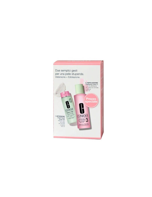 Clinique Set Lozione Esfoliante 3 Pelle Normale/Oleosa 400ml + Sapone Viso 200ml