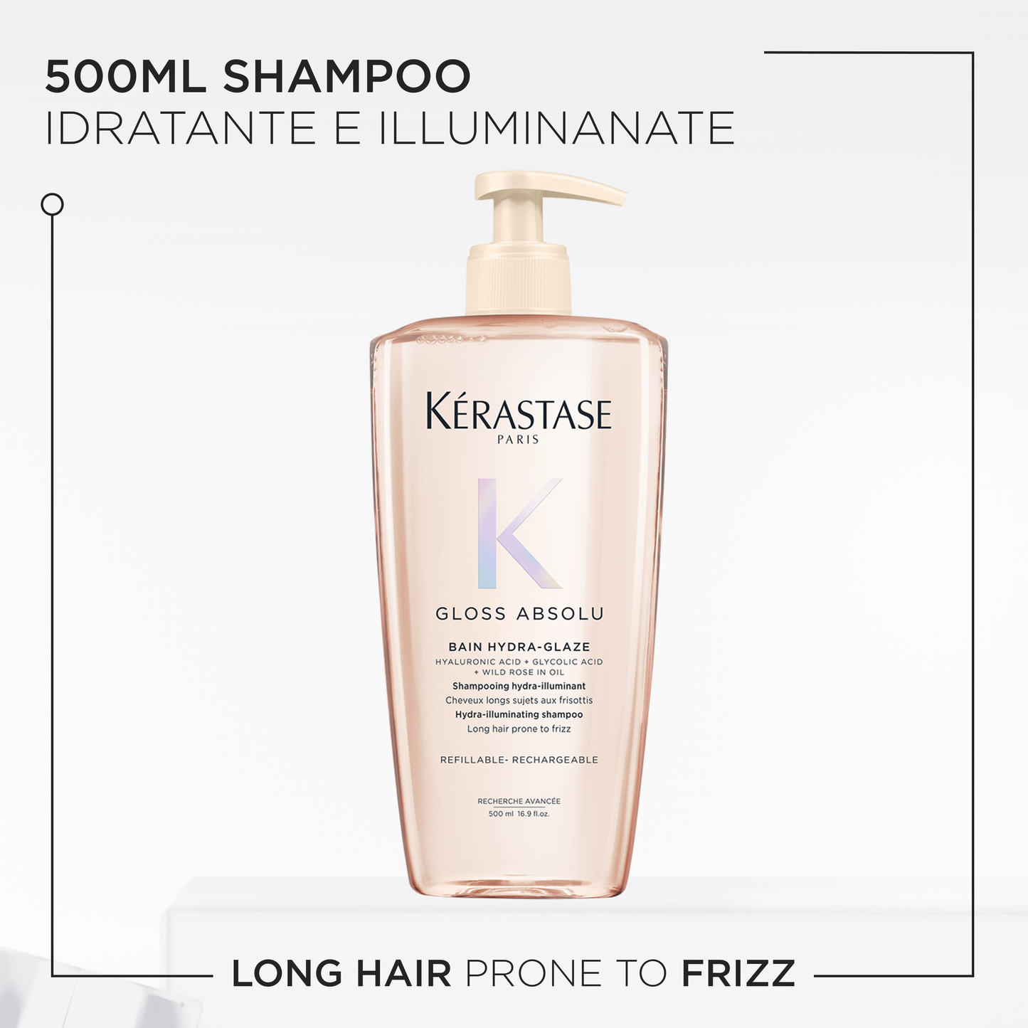 Kérastase Gloss Absolu Bain Ricaricabile Hydra-glaze per capelli tendenti al crespo 500ml