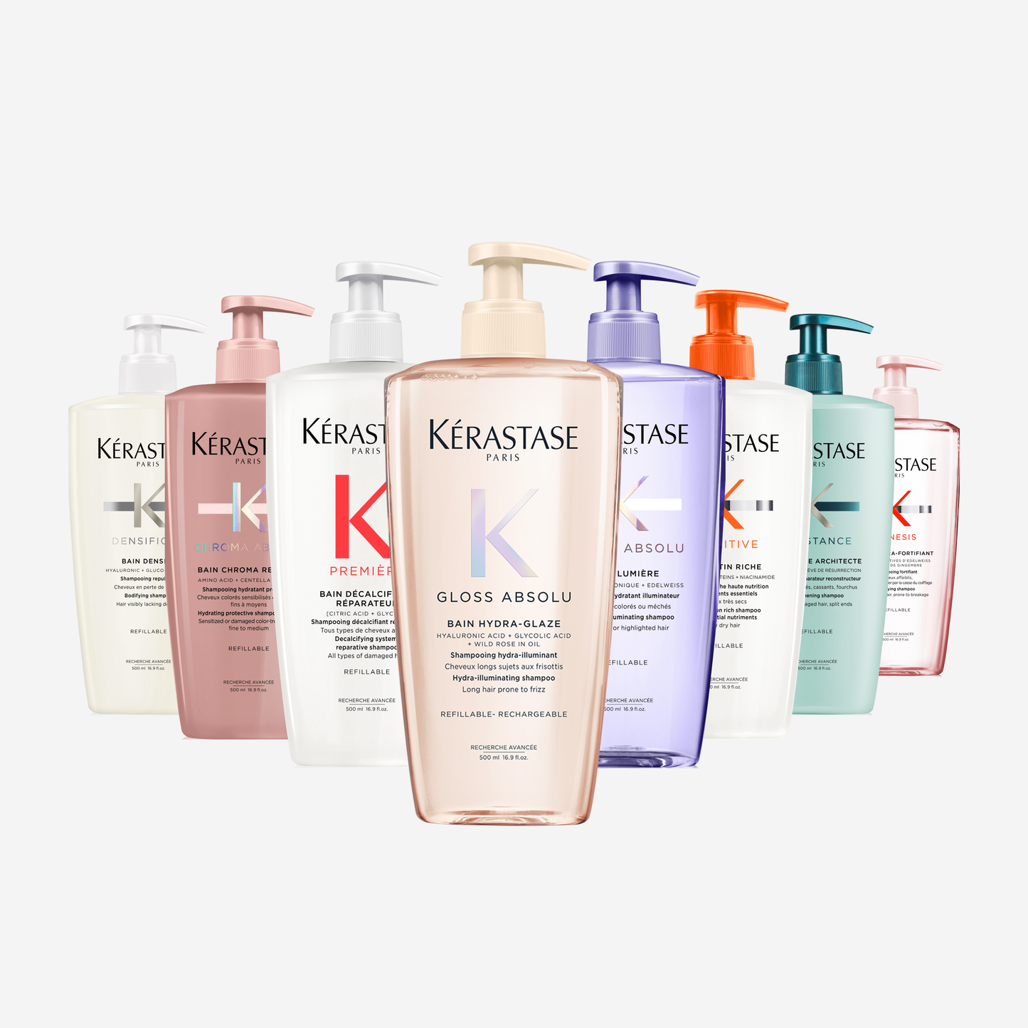 Kérastase Gloss Absolu Bain Ricaricabile Hydra-glaze per capelli tendenti al crespo 500ml