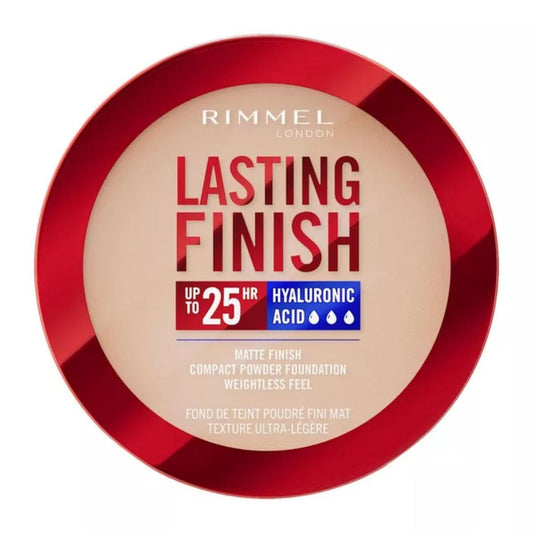 Rimmel Lasting Finish, 002 Pearl, Fondotinta Compatto, Finish Soft-Focus, Finish opaco, Coprenza totale, SPF20, Formula vegana, 7 g