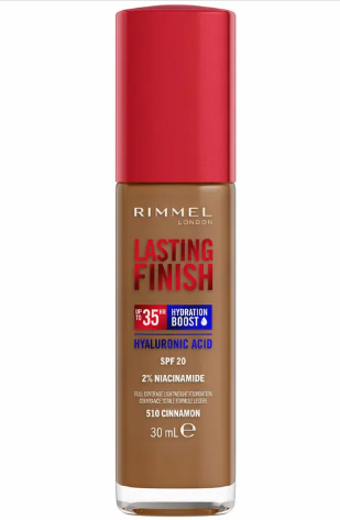 Rimmel London, Lasting Finish 35H, 510 Cinnamon, fondotinta, lunga tenuta, idratante, formula vegana, alta coprenza, 30ml