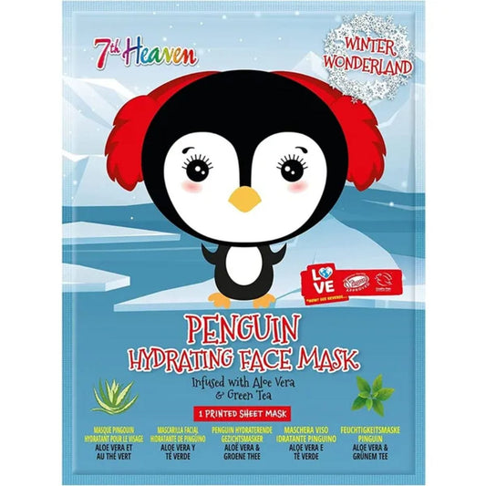 7th Heaven Maschera Viso Tessuto Stampa Pinguino Adulti /Bambini 8 Anni+