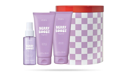 Pupa Happy Box Kit Berry Boost Gel Doccia 200ml + Latte Corpo 200ml + Acqua Profumata 100ml