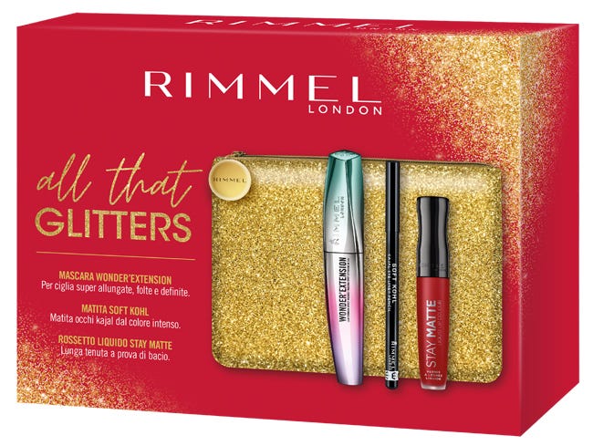 All That Glitters Mascara 9,5ml + Matita Occhi Kajal 1,2g + Rossetto Matte 5,5ml + Pochette