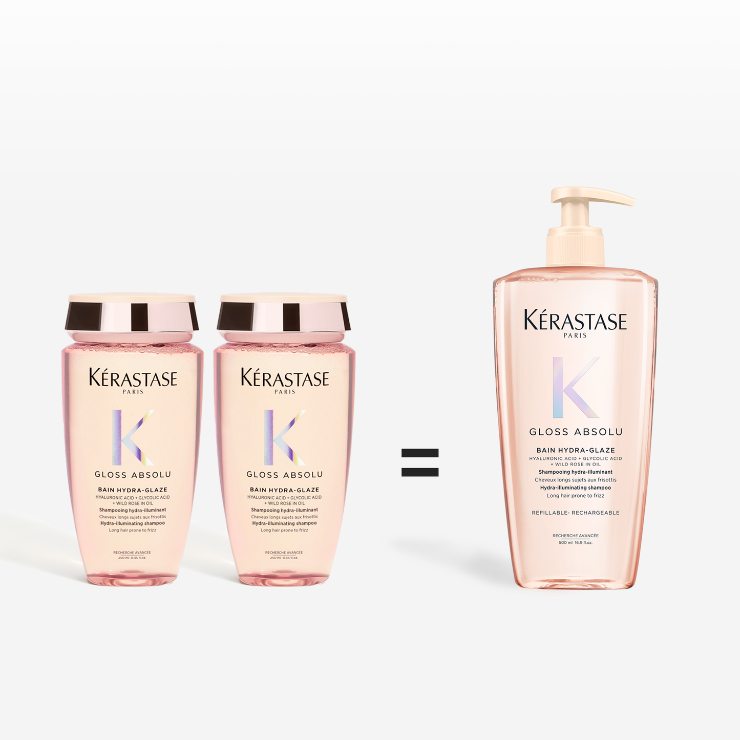 Kérastase Gloss Absolu Bain Ricaricabile Hydra-glaze per capelli tendenti al crespo 500ml