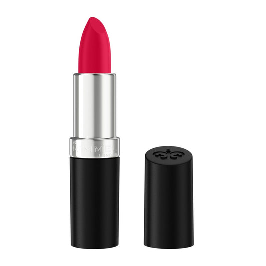 Rimmel Lasting Finish, 001 River-Ting Red, Rossetto Satinato, Lunga Durata, Finish Satinato, Ricco Colore, Idratante, Formula Vegana, 4g