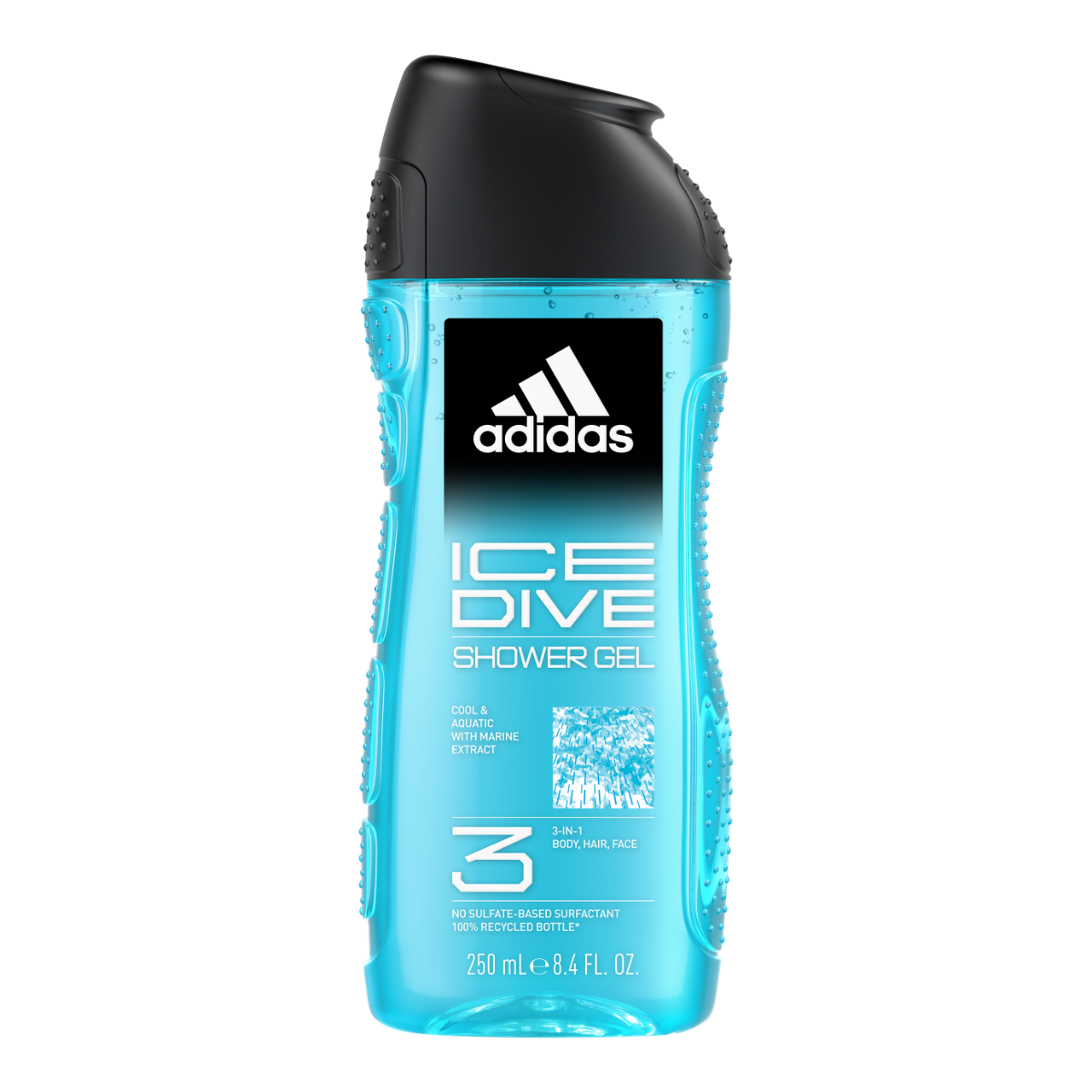 Adidas, Ice Dive Gel Doccia Bagnoschiuma 3 in 1 per Corpo, Capelli e Viso, Formula Vegana, 250ml