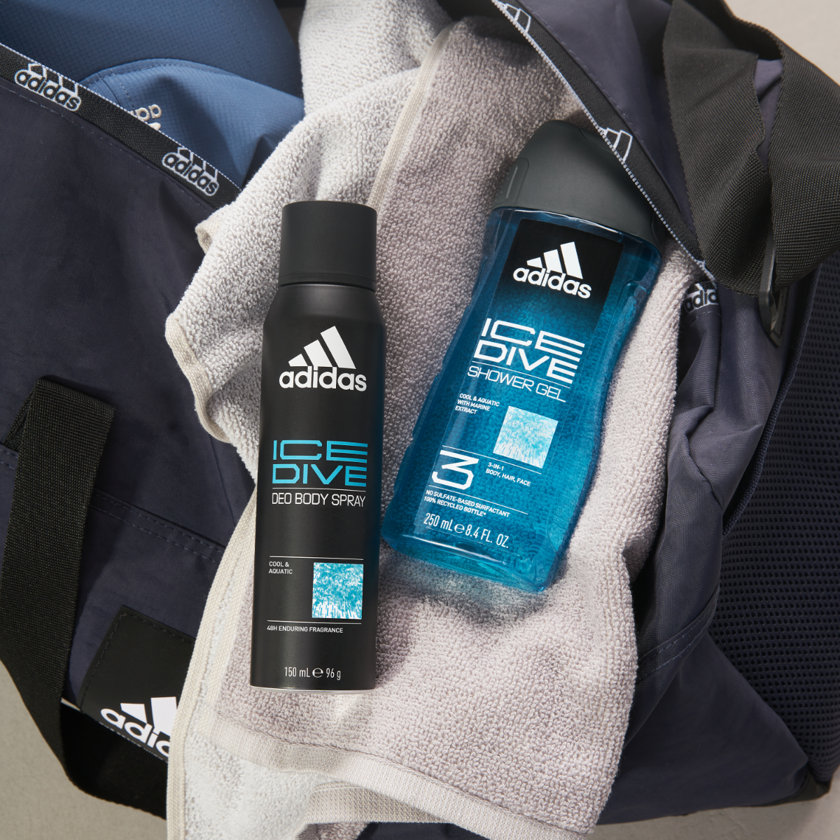 Adidas, Ice Dive Gel Doccia Bagnoschiuma 3 in 1 per Corpo, Capelli e Viso, Formula Vegana, 250ml