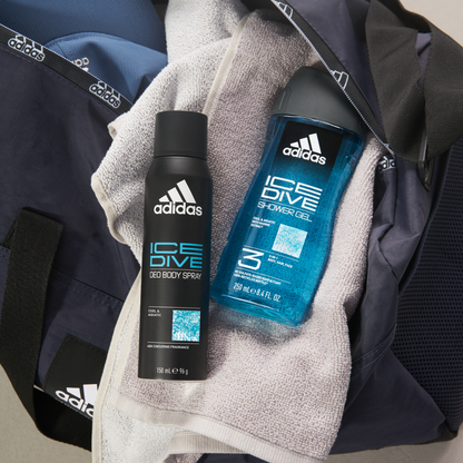 Adidas, Ice Dive Gel Doccia Bagnoschiuma 3 in 1 per Corpo, Capelli e Viso, Formula Vegana, 250ml